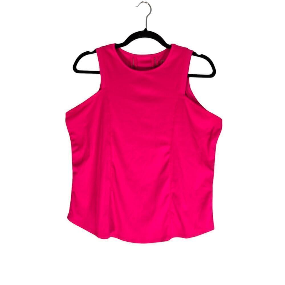 Lucky in Love Women's Sleeveless Crew Neck Athletic Ribbed Tank Top Pink Size 12